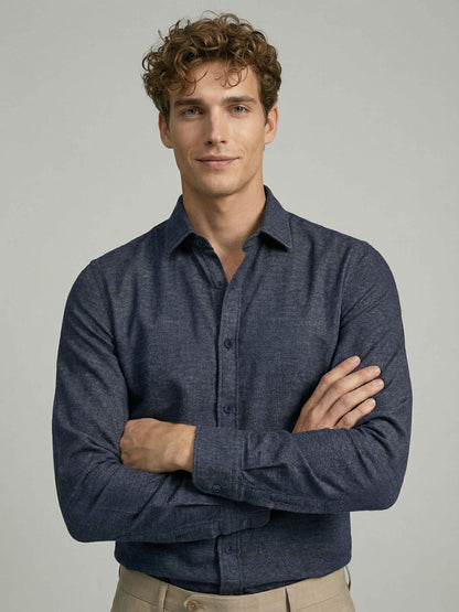 Celio* Men Blue Solid Regular Fit Polyester Shirts