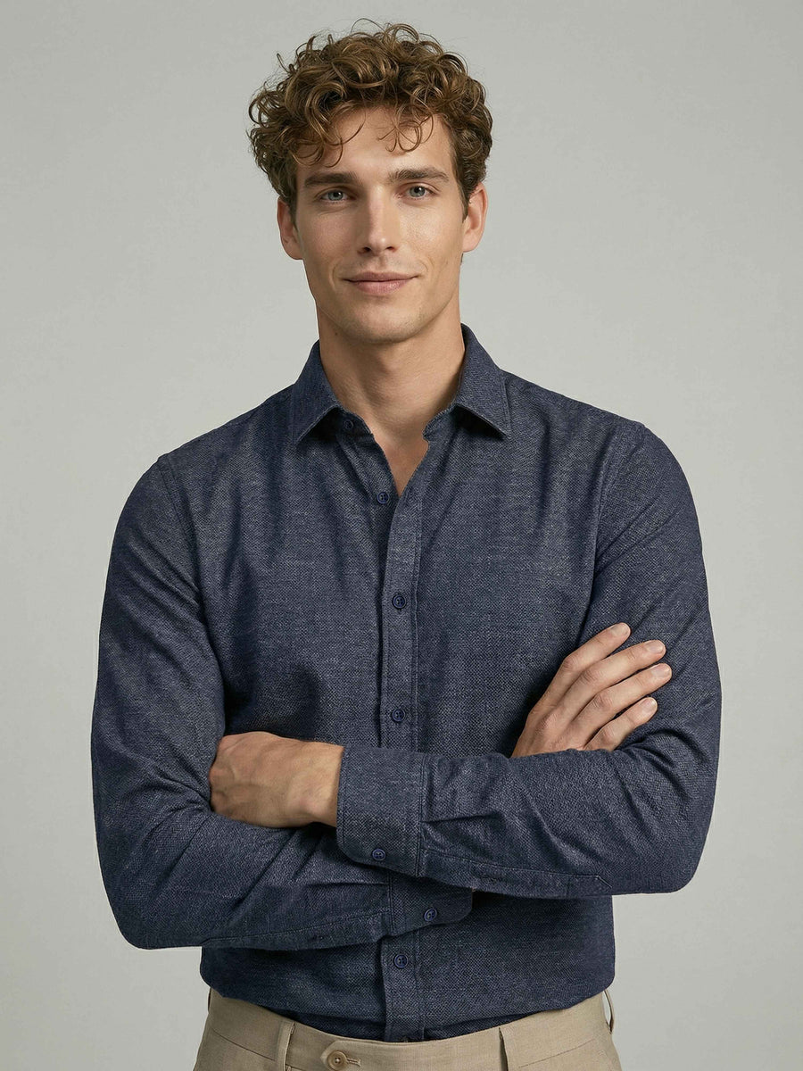 Celio* Men Blue Solid Regular Fit Polyester Shirts