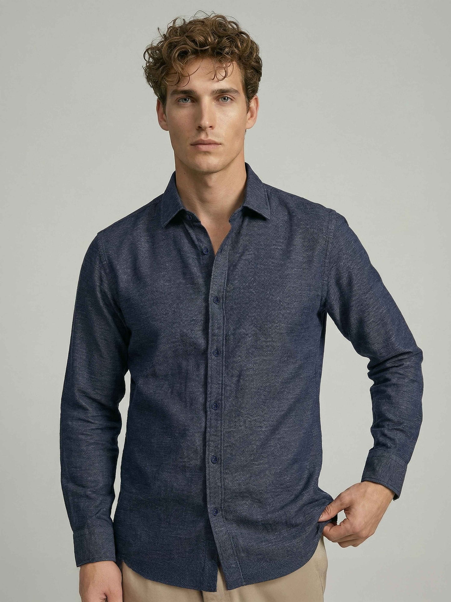 Celio* Men Blue Solid Regular Fit Polyester Shirts