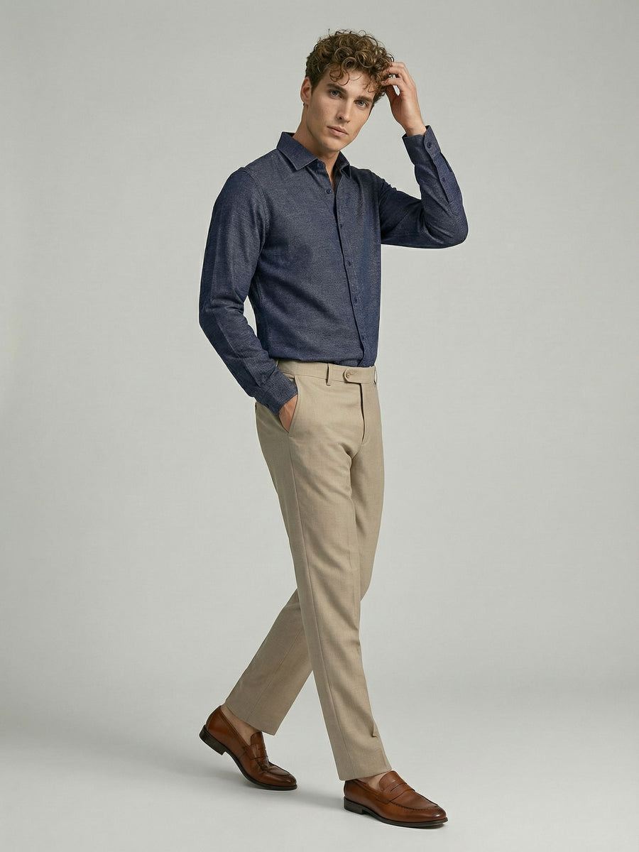 Celio* Men Blue Solid Regular Fit Polyester Shirts