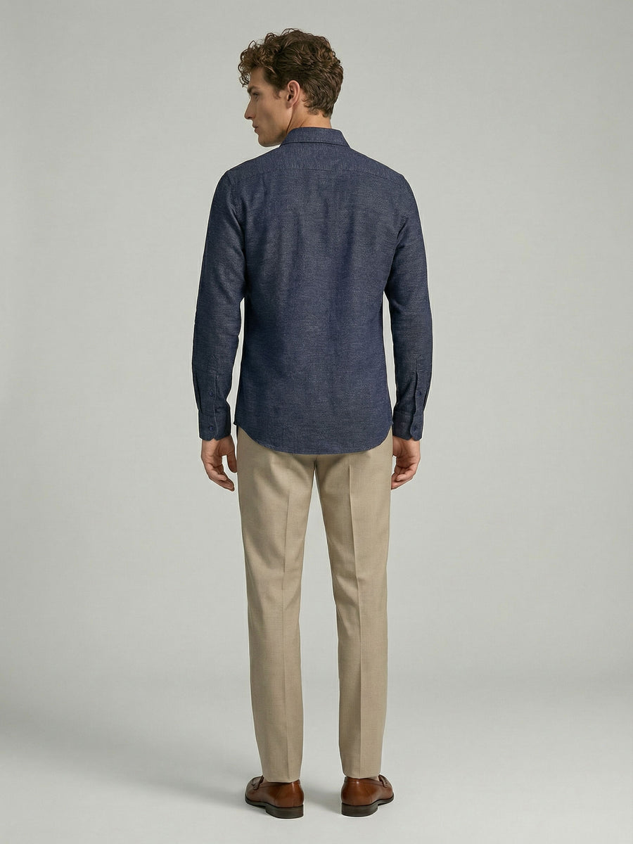 Celio* Men Blue Solid Regular Fit Polyester Shirts