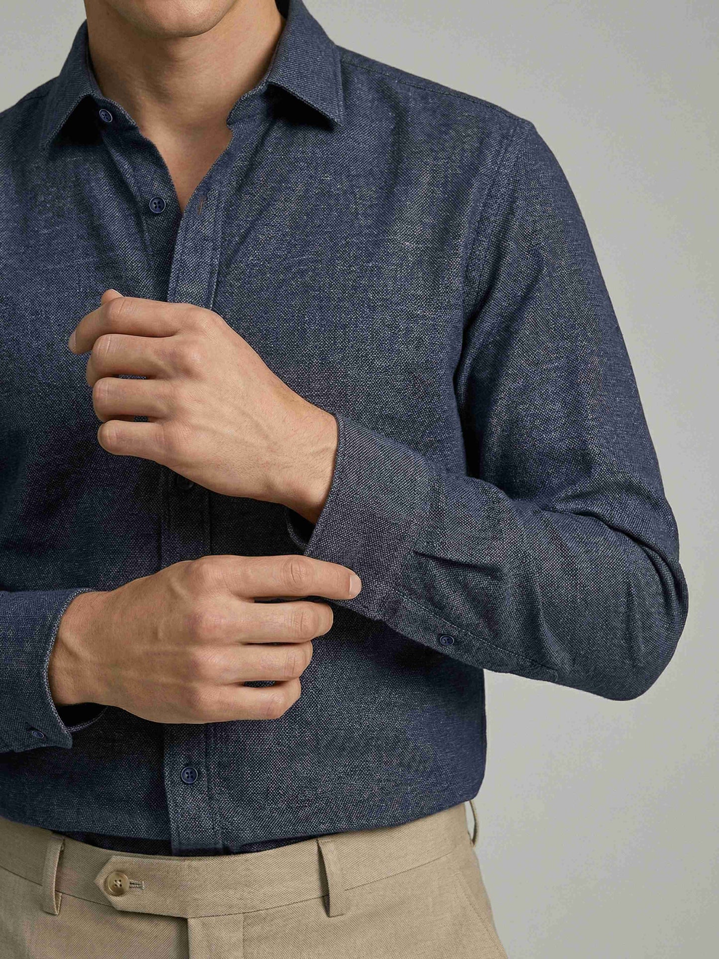 Celio* Men Blue Solid Regular Fit Polyester Shirts