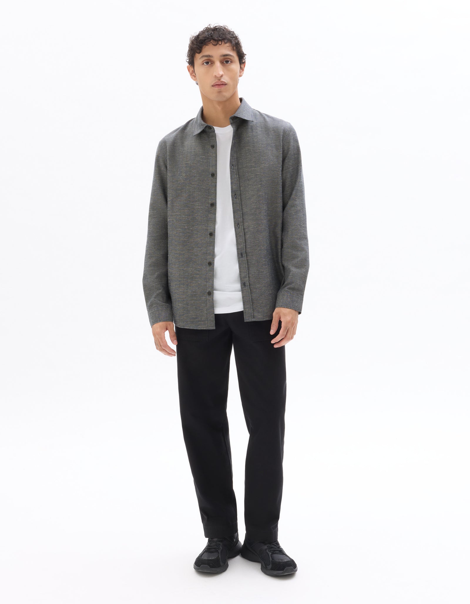 Celio Men Grey Solid Regular Fit Polyester Shirts