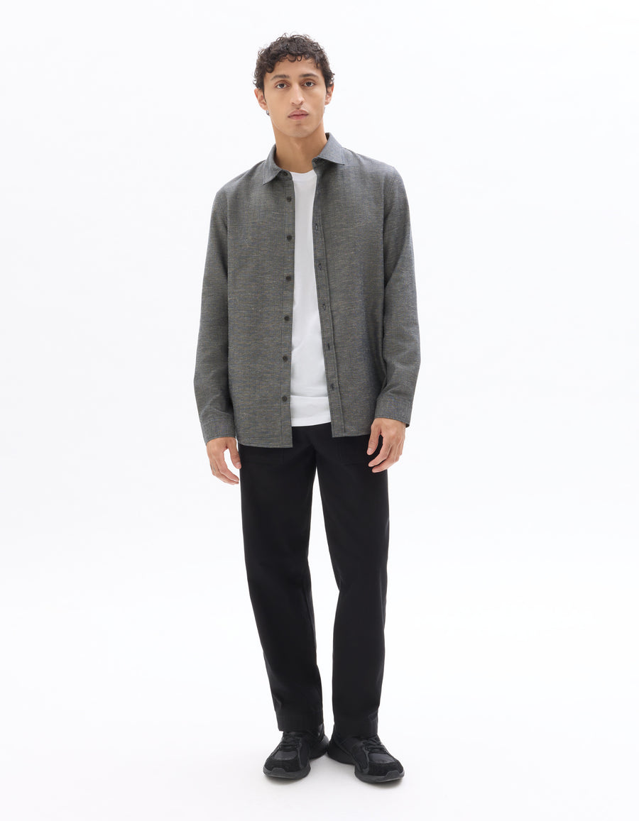 Celio Men Grey Solid Regular Fit Polyester Shirts