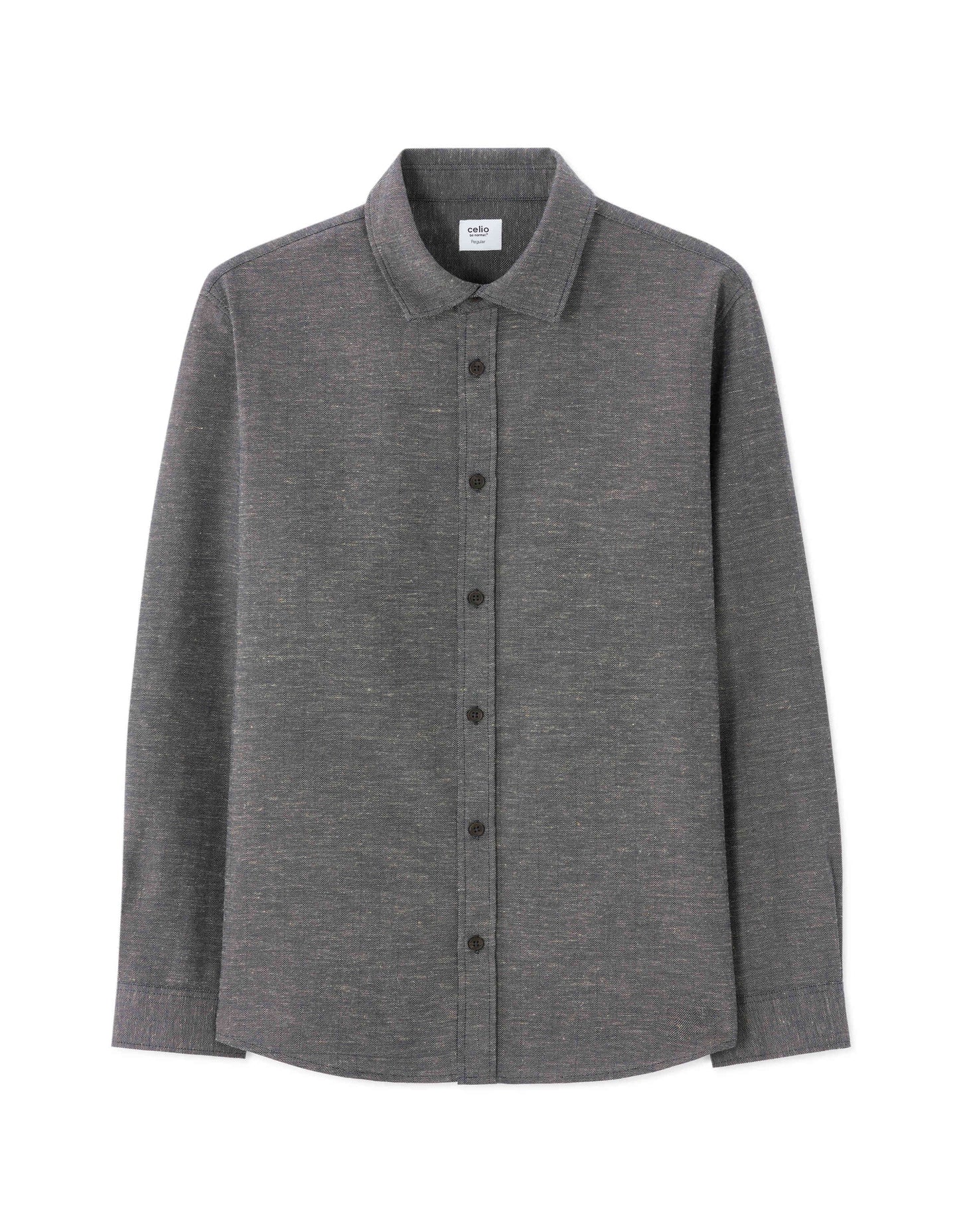 Celio Men Grey Solid Regular Fit Polyester Shirts