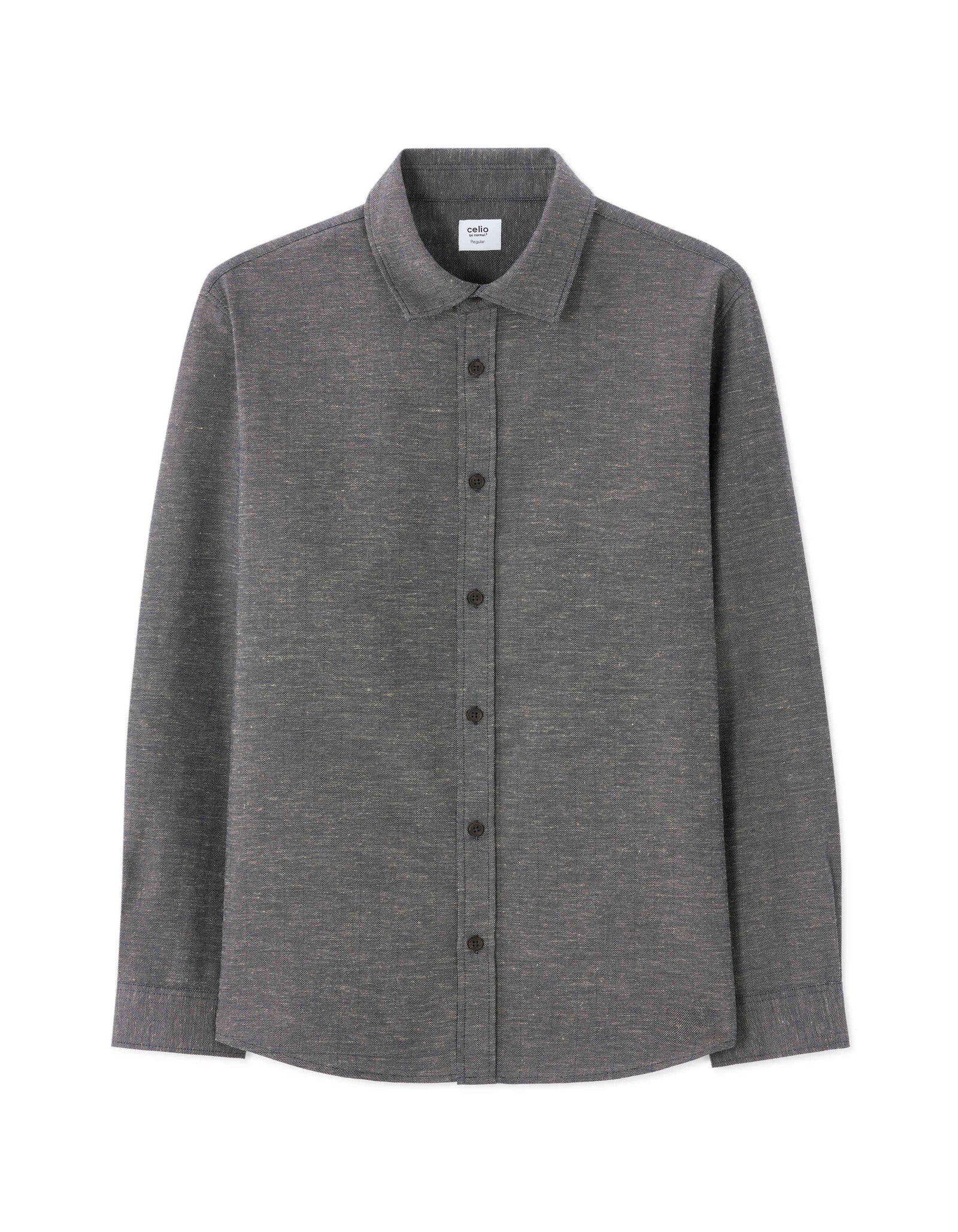 Celio Men Grey Solid Regular Fit Polyester Shirts