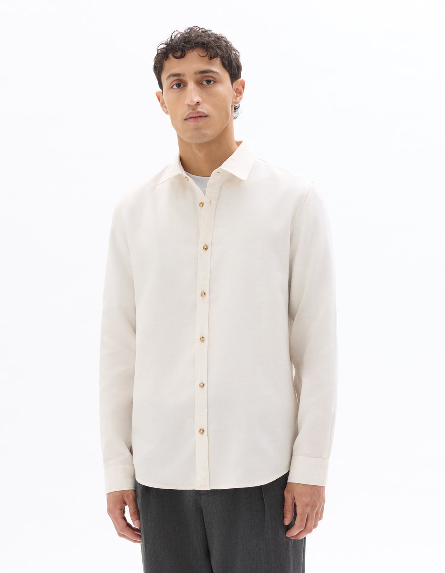 Celio Men Cream Solid Regular Fit Polyester Shirts