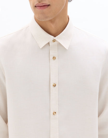 Celio Men Cream Solid Regular Fit Polyester Shirts