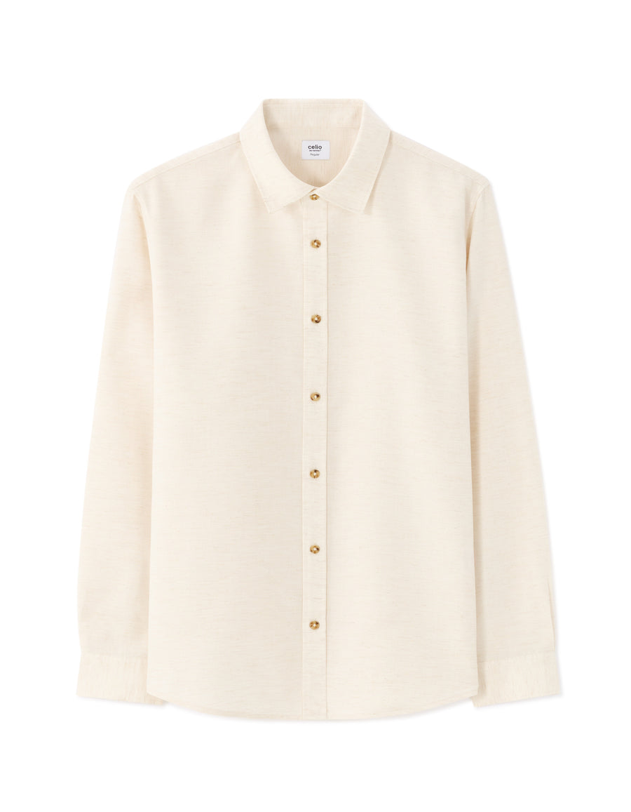 Celio Men Cream Solid Regular Fit Polyester Shirts