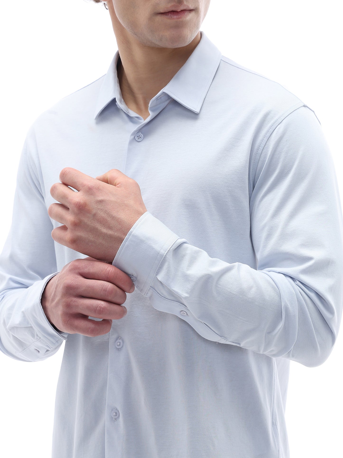 Celio Solid Regular Fit Cotton Blue Shirts
