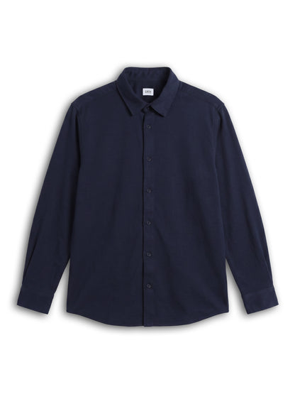Celio Solid Regular Fit Cotton Navy Shirts