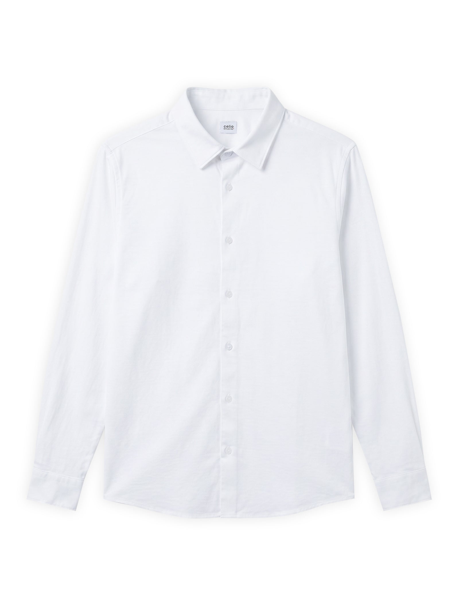 Celio Solid Regular Fit Cotton White Shirts