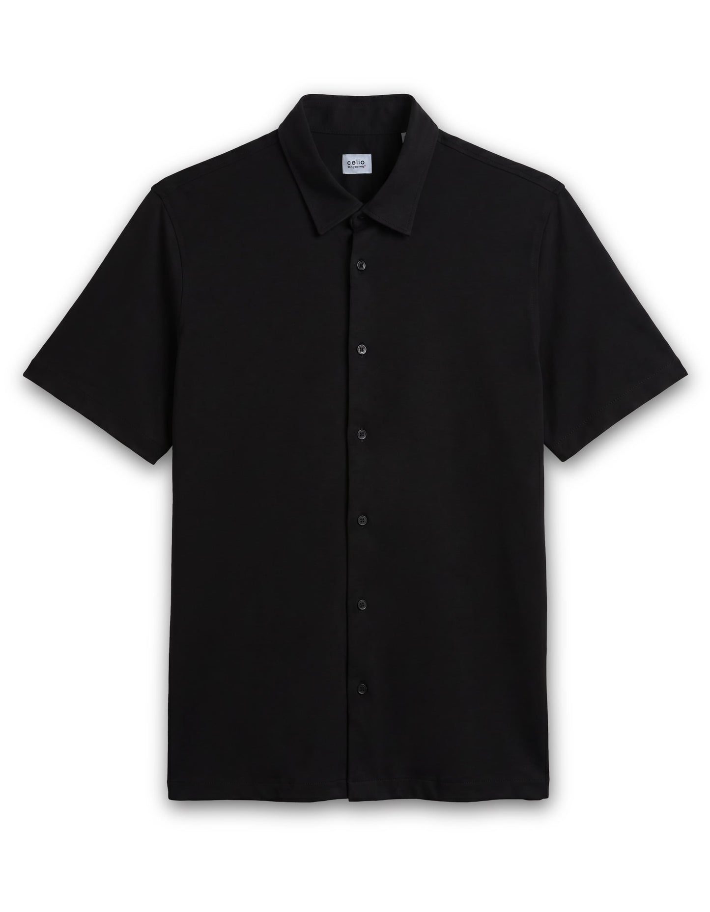 Celio Solid Regular Fit Cotton Black Shirts