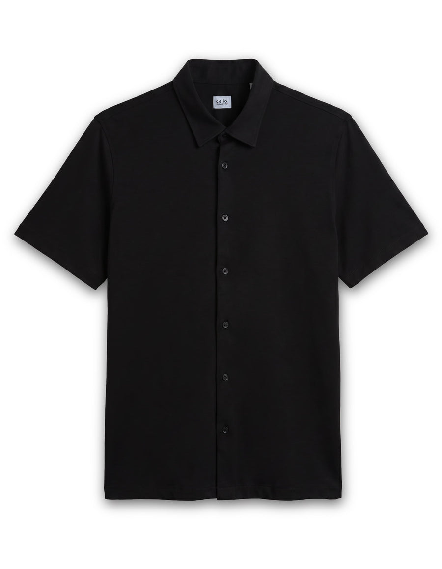 Celio Solid Regular Fit Cotton Black Shirts