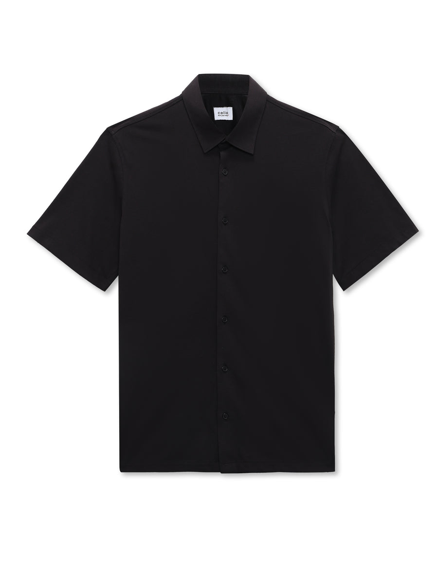 Regular Fit 100% Cotton Solid Spread Collar Shirt - Black