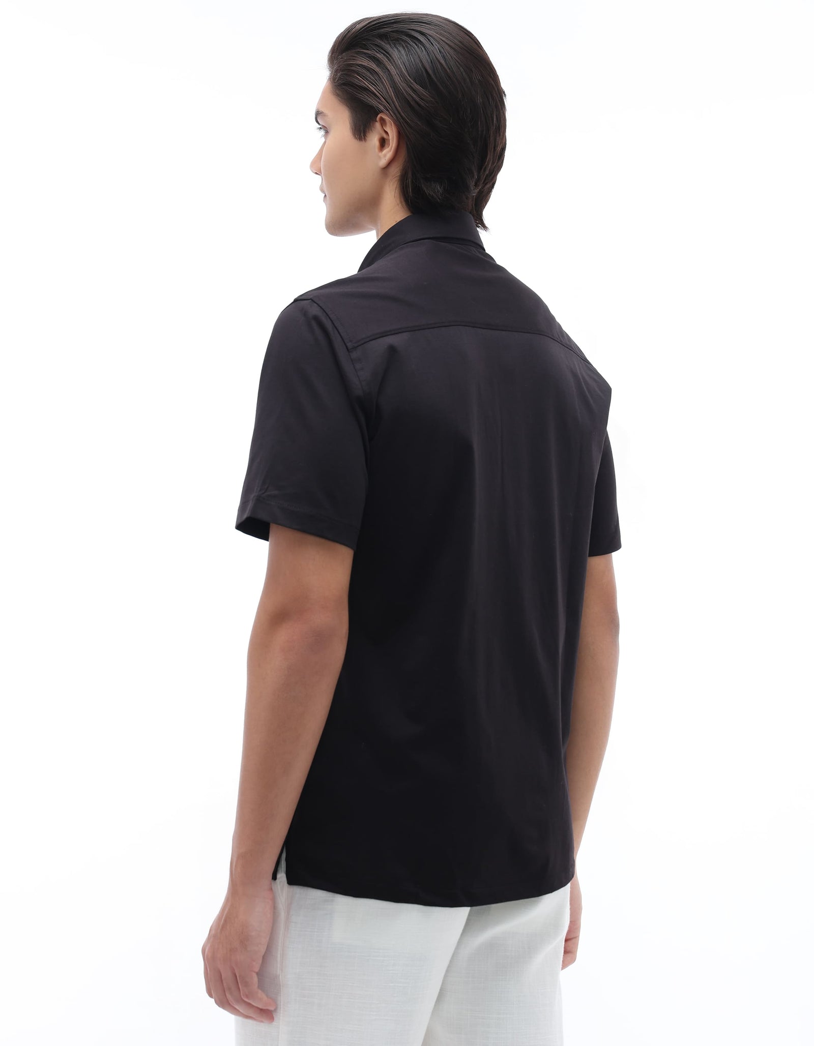 Celio Solid Regular Fit Cotton Black Shirts