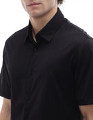 Regular Fit 100% Cotton Solid Spread Collar Shirt - Black