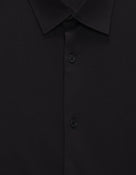 Regular Fit 100% Cotton Solid Spread Collar Shirt - Black
