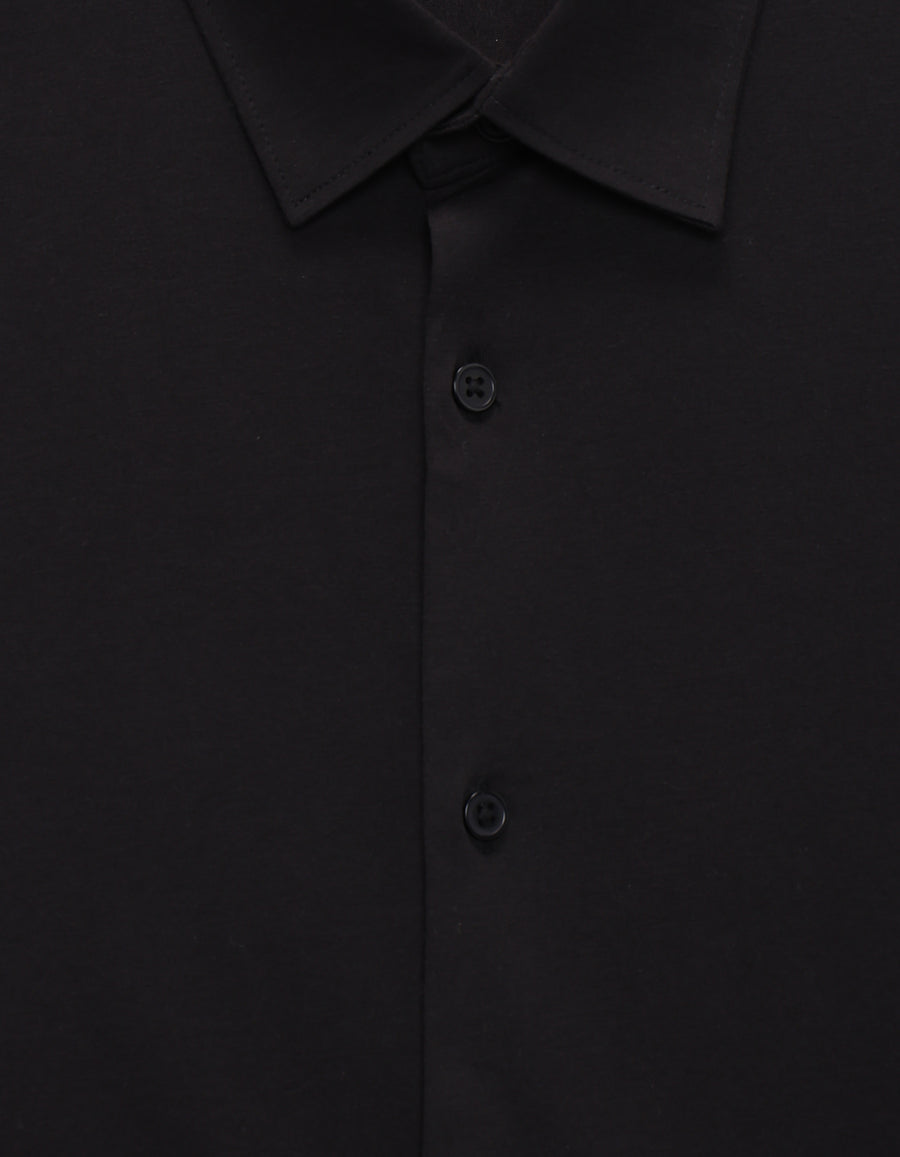 Regular Fit 100% Cotton Solid Spread Collar Shirt - Black