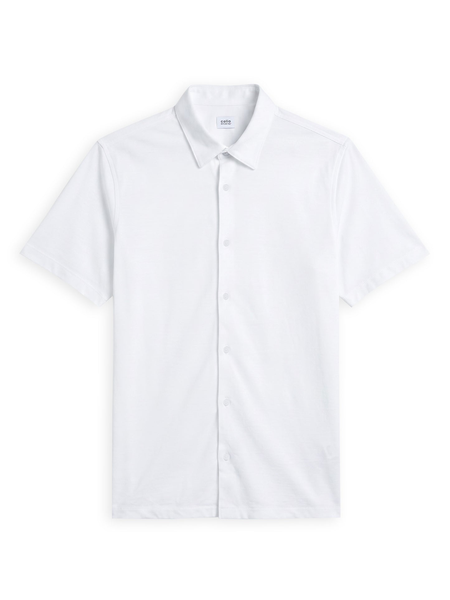 Celio Solid Regular Fit Cotton White Shirts