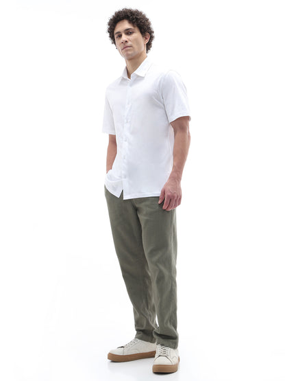 Celio Solid Regular Fit Cotton White Shirts