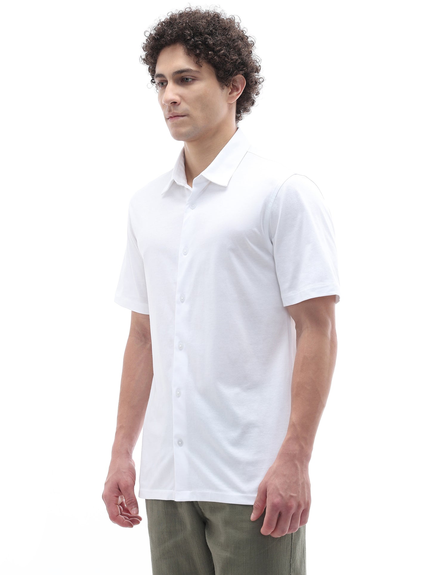 Celio Solid Regular Fit Cotton White Shirts