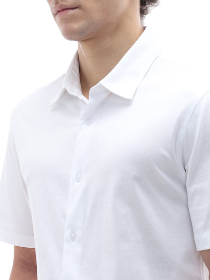 Celio Solid Regular Fit Cotton White Shirts