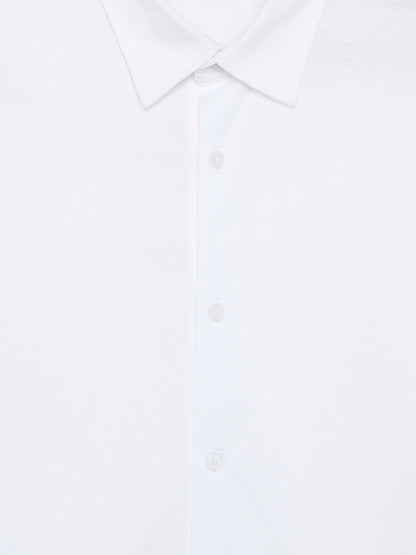 Celio Solid Regular Fit Cotton White Shirts