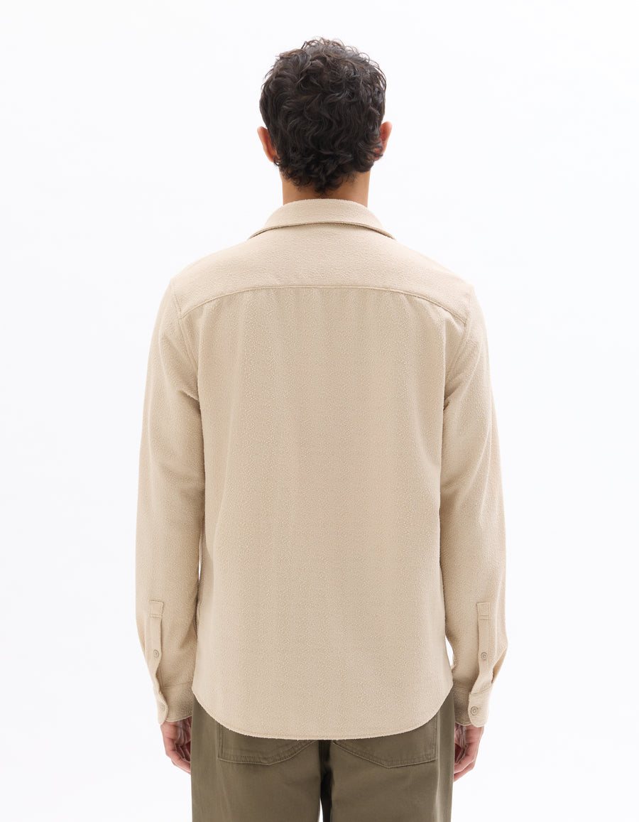 Regular Fit Polyester Spread Collar Shirt - Beige