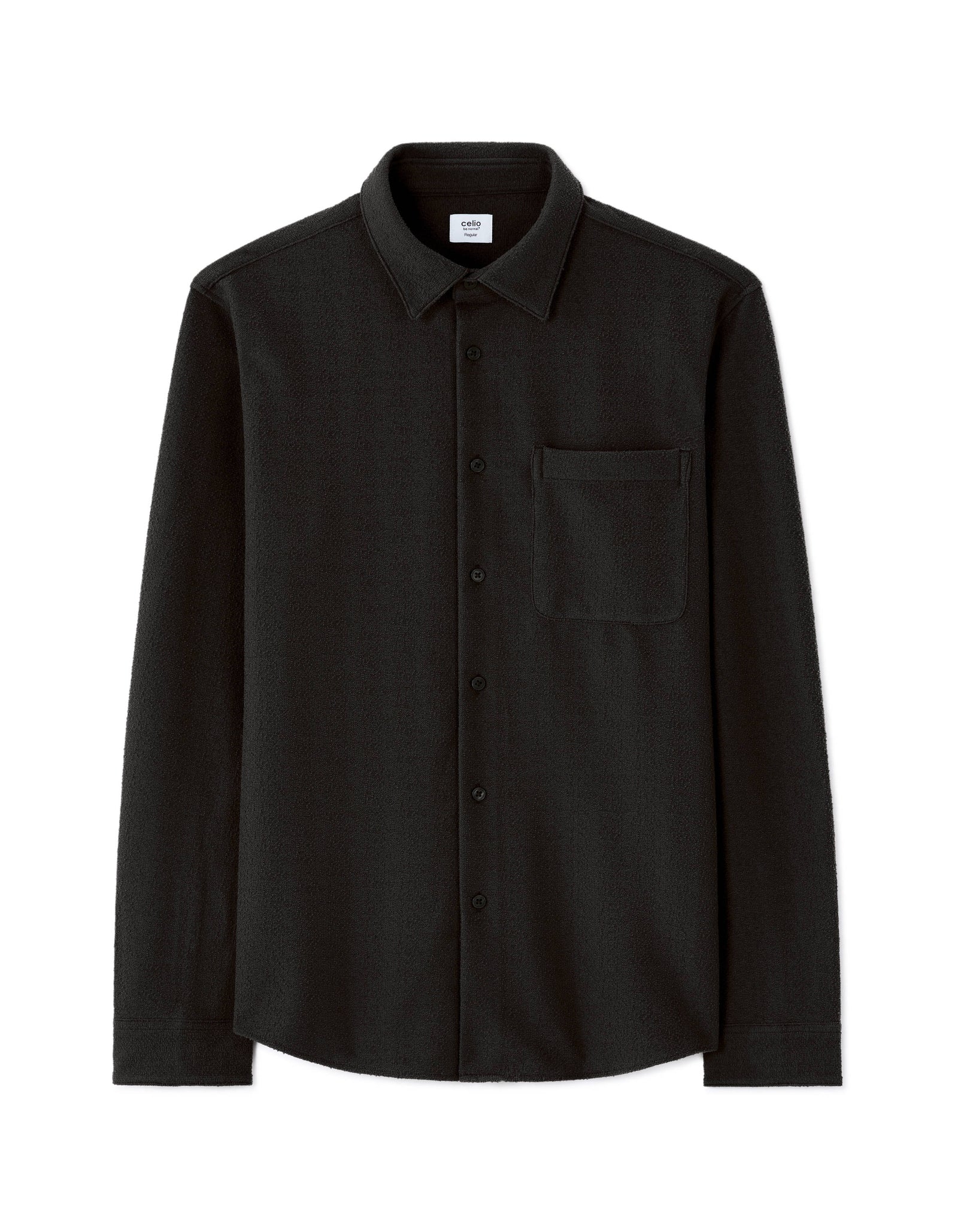 Celio Men Black Solid Regular Fit Polyester Shirts