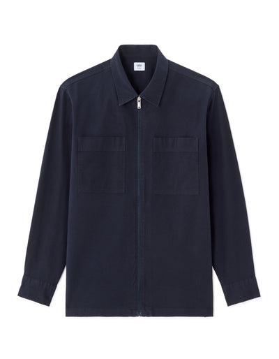 Celio Men Navy Blue Solid Oversized Cotton Jackets