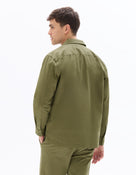 Oversized Fit Stretch Cotton Spread Collar Jacket - Green