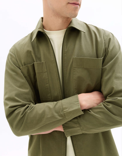 Celio Men Olive Solid Oversized Cotton Jackets