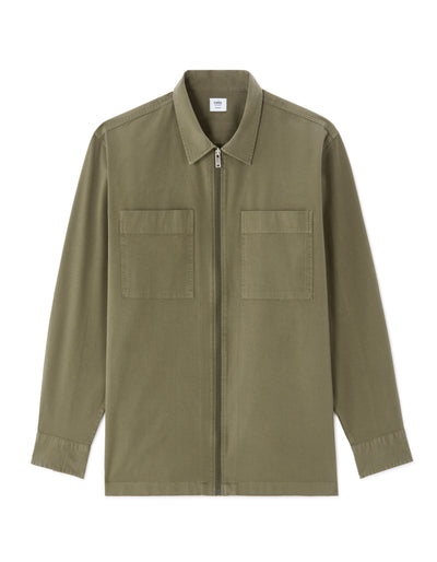 Celio Men Olive Solid Oversized Cotton Jackets