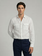 Celio* Solid White Men Linen Regular Fit Shirts