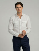 Celio* Solid White Men Linen Regular Fit Shirts