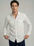 Celio* Solid White Men Linen Regular Fit Shirts
