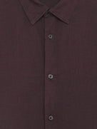 Celio Solid Regular Fit Cotton Linen Blend Brown Shirts