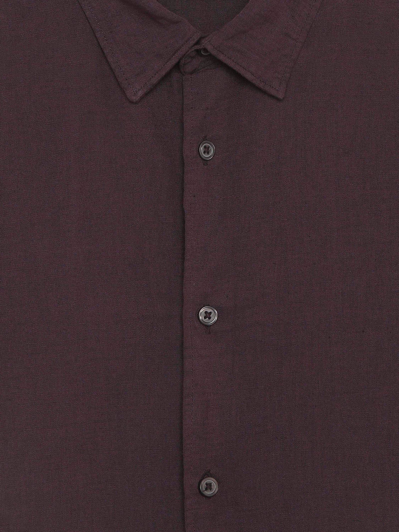 Celio Solid Regular Fit Cotton Linen Blend Brown Shirts