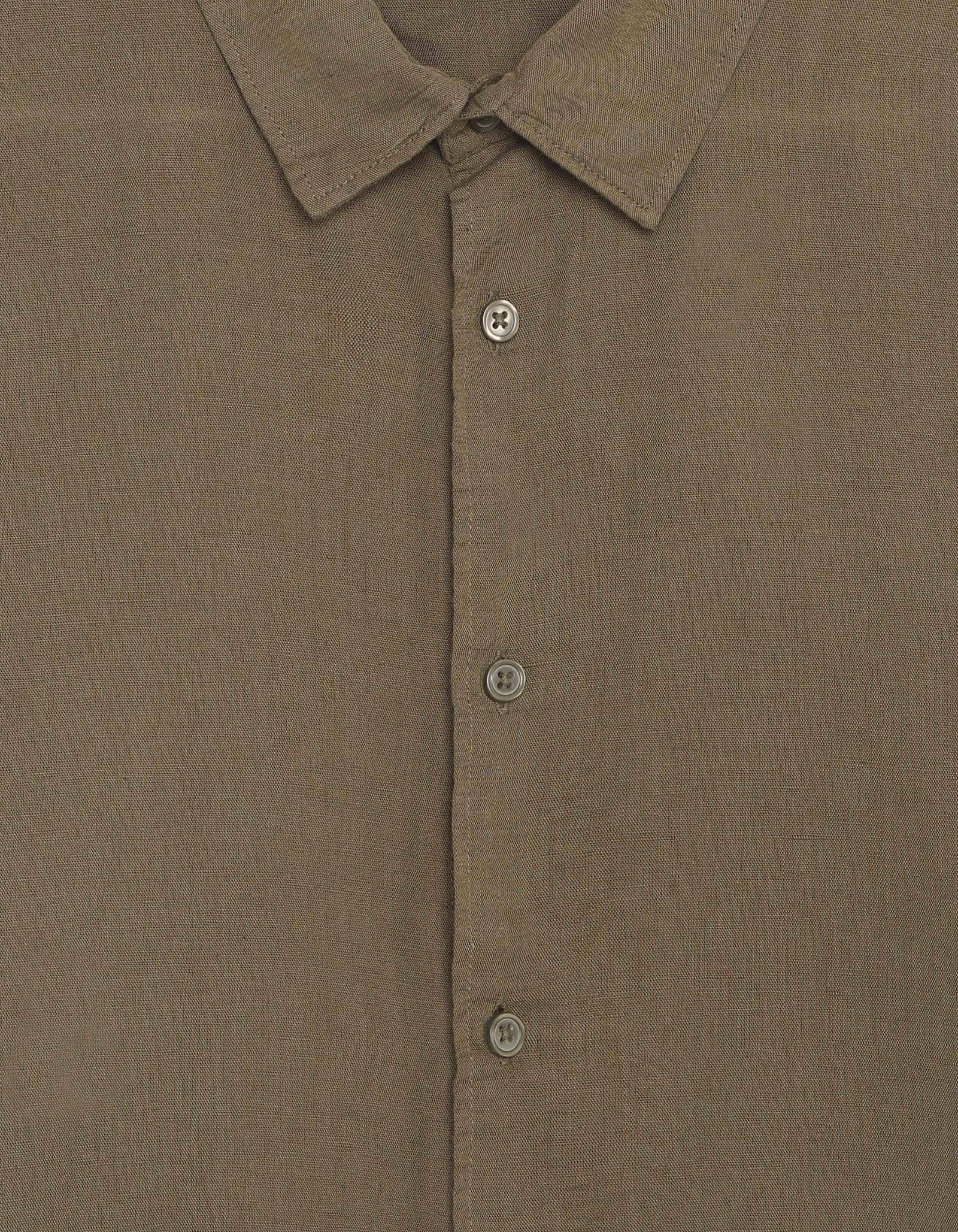 Celio Solid Regular Fit Cotton Linen Blend Olive Shirts