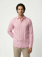 Celio Men Pink Solid Regular Fit Linen Shirts
