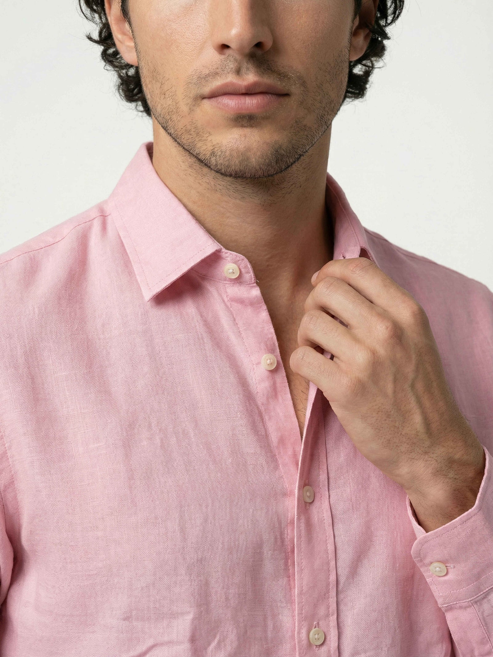 Celio Men Pink Solid Regular Fit Linen Shirts