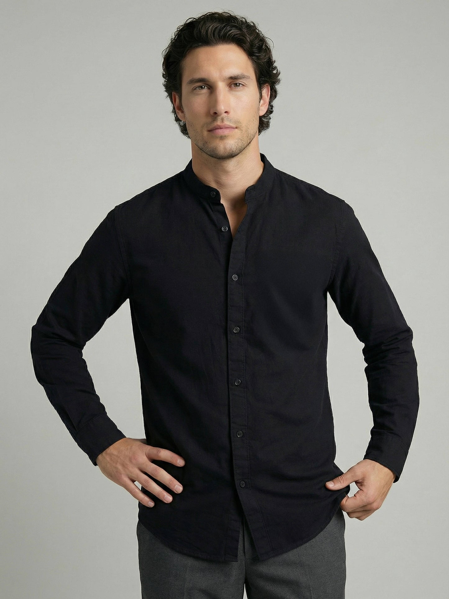 Celio Men Black Solid Regular Fit Cotton Shirts