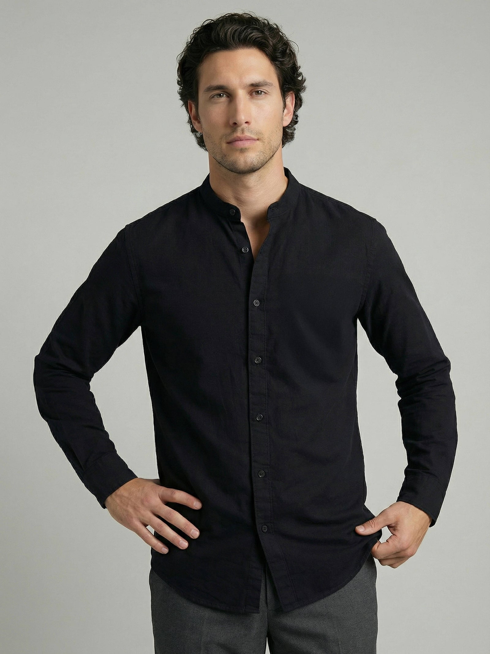 Celio Men Black Solid Regular Fit Cotton Shirts