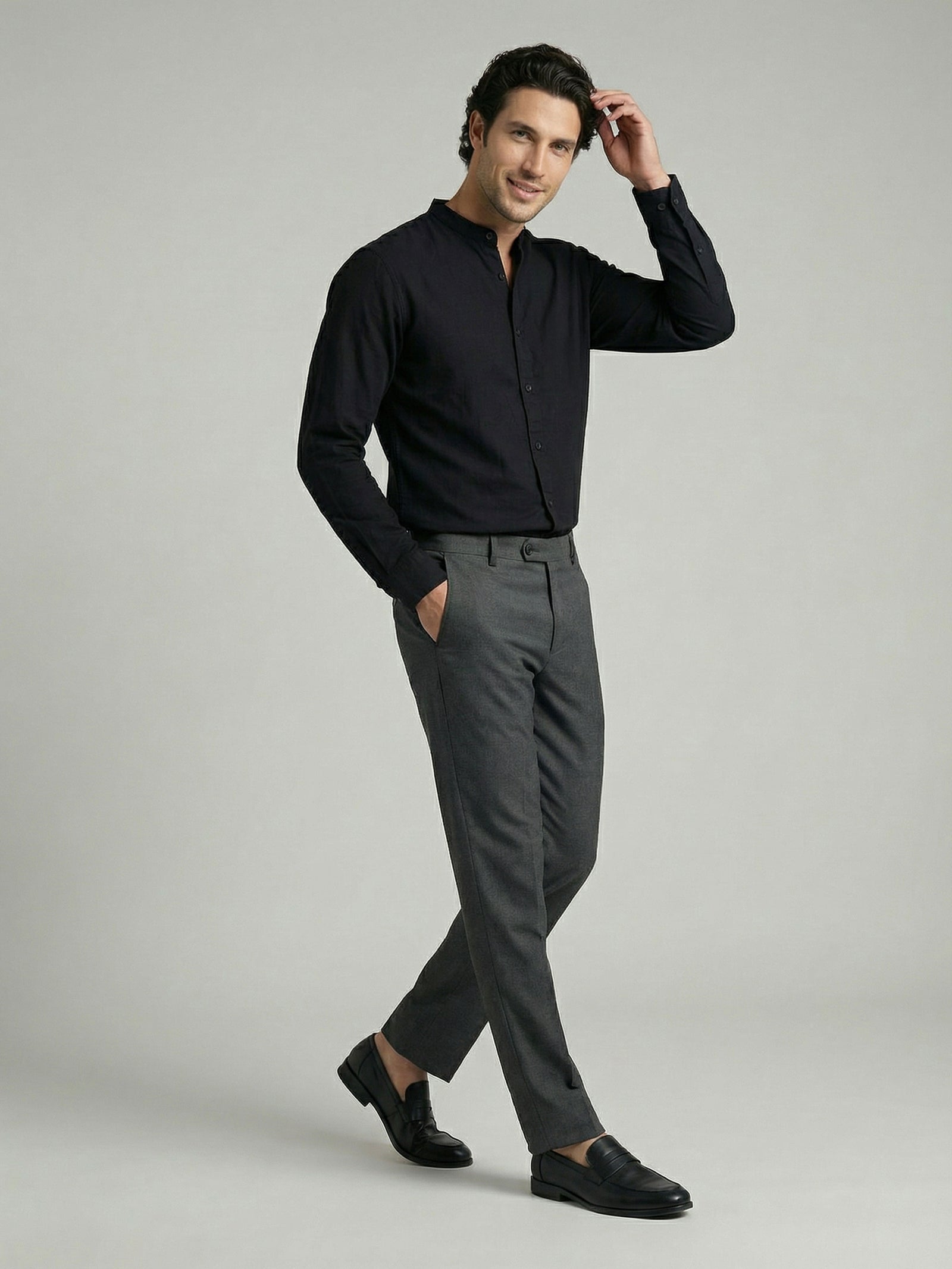 Celio Men Black Solid Regular Fit Cotton Shirts