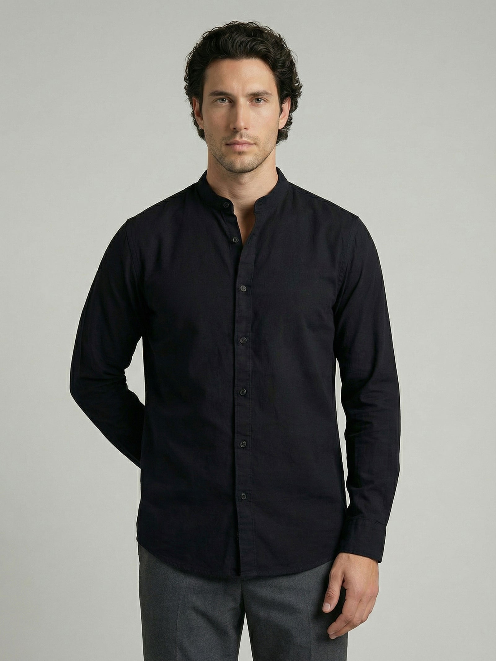 Celio Men Black Solid Regular Fit Cotton Shirts