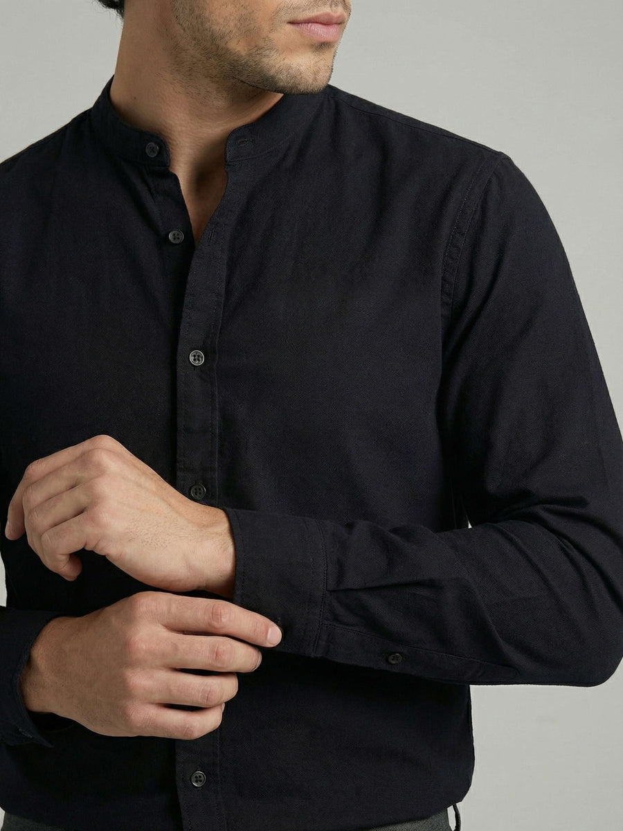 Celio Men Black Solid Regular Fit Cotton Shirts