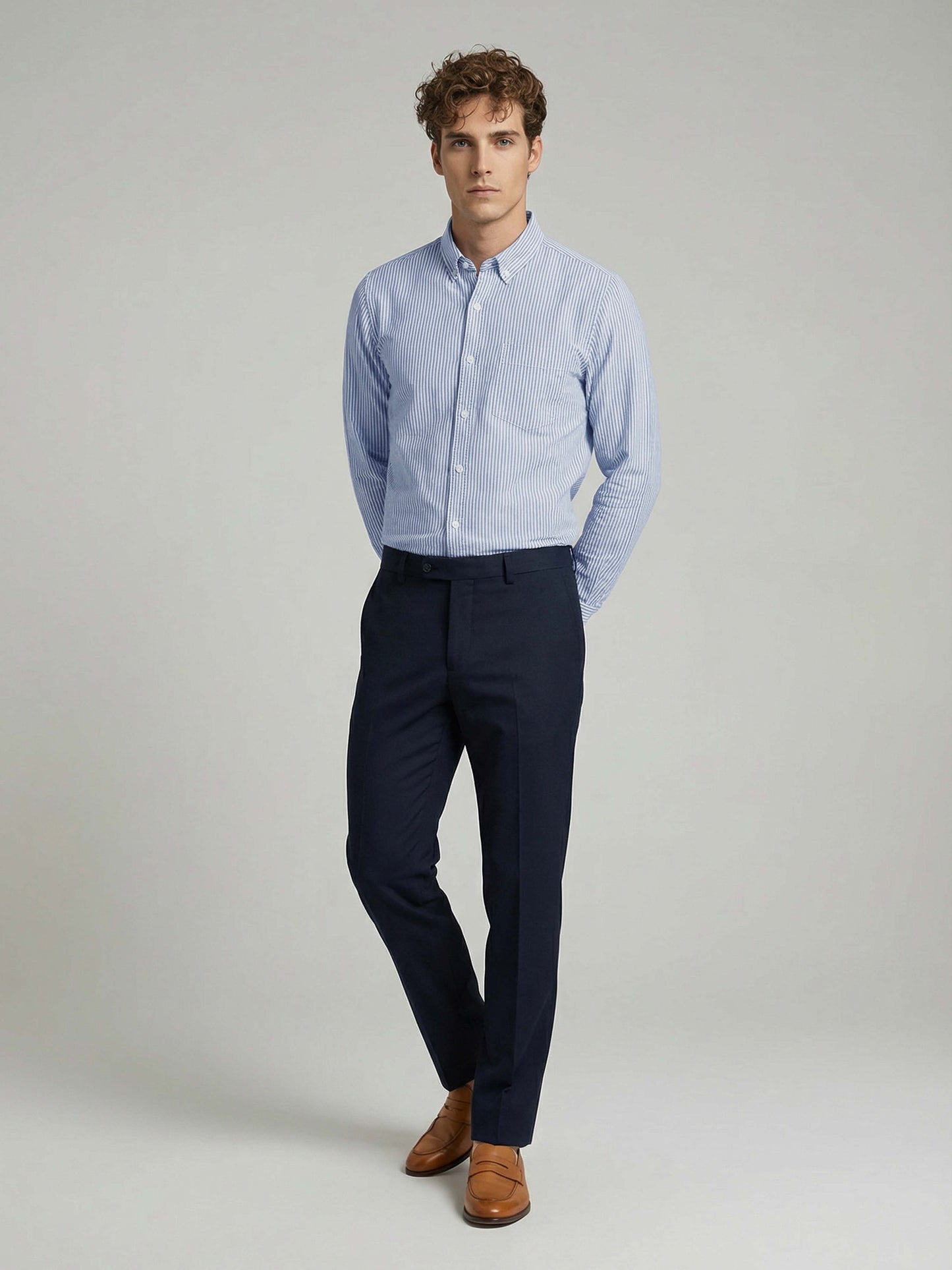 Celio* Striped Blue Cotton Regular Fit Men Shirts