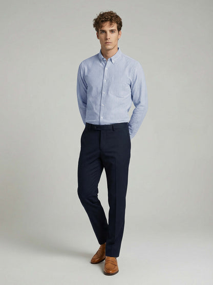 Celio* Striped Blue Cotton Regular Fit Men Shirts