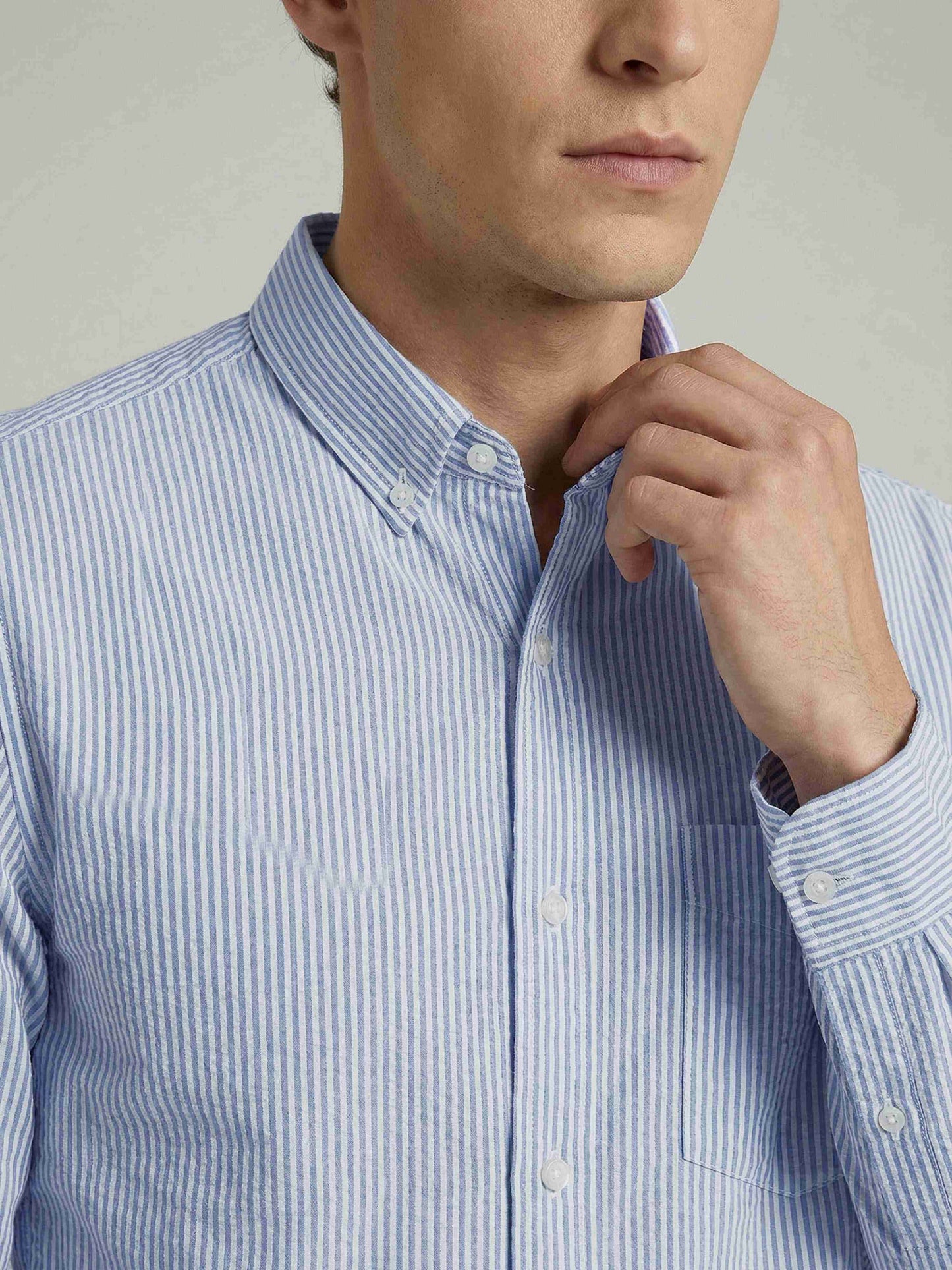 Celio* Striped Blue Cotton Regular Fit Men Shirts